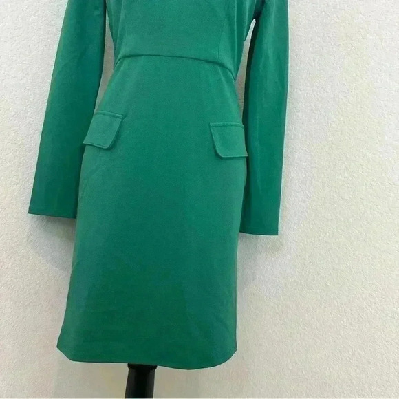 Donna Morgan Women’s Long Sleeve Sheath Dress with Flap Pockets at Side Hips - Picture 8 of 15